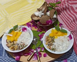 Tofu-vegan -almondmilk+{Oats Smoothie Bowl Recipe)